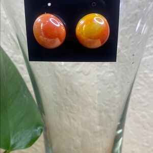 Vibrant Orange and Yellow Stud Earrings